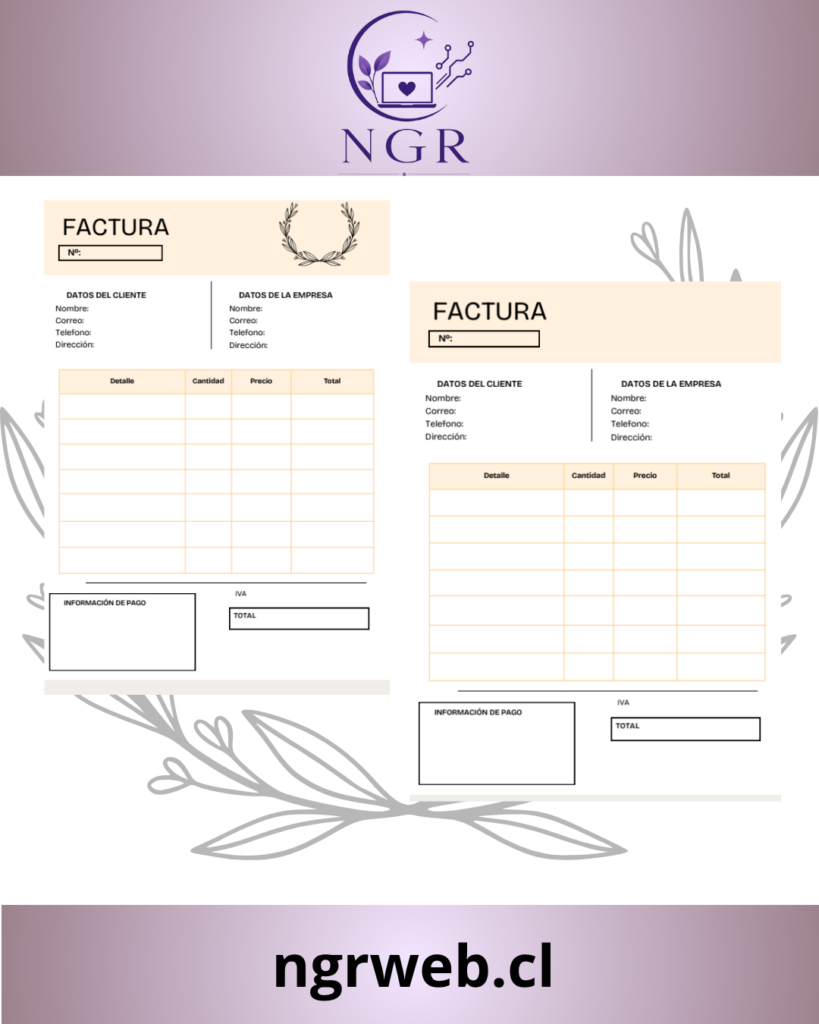 Plantilla de Factura Profesional | 2 Diseños Editables para Emprendedores Beige