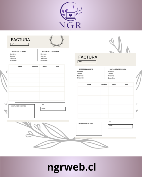 Plantilla de Factura Profesional | 2 Diseños Editables para Emprendedores Gris