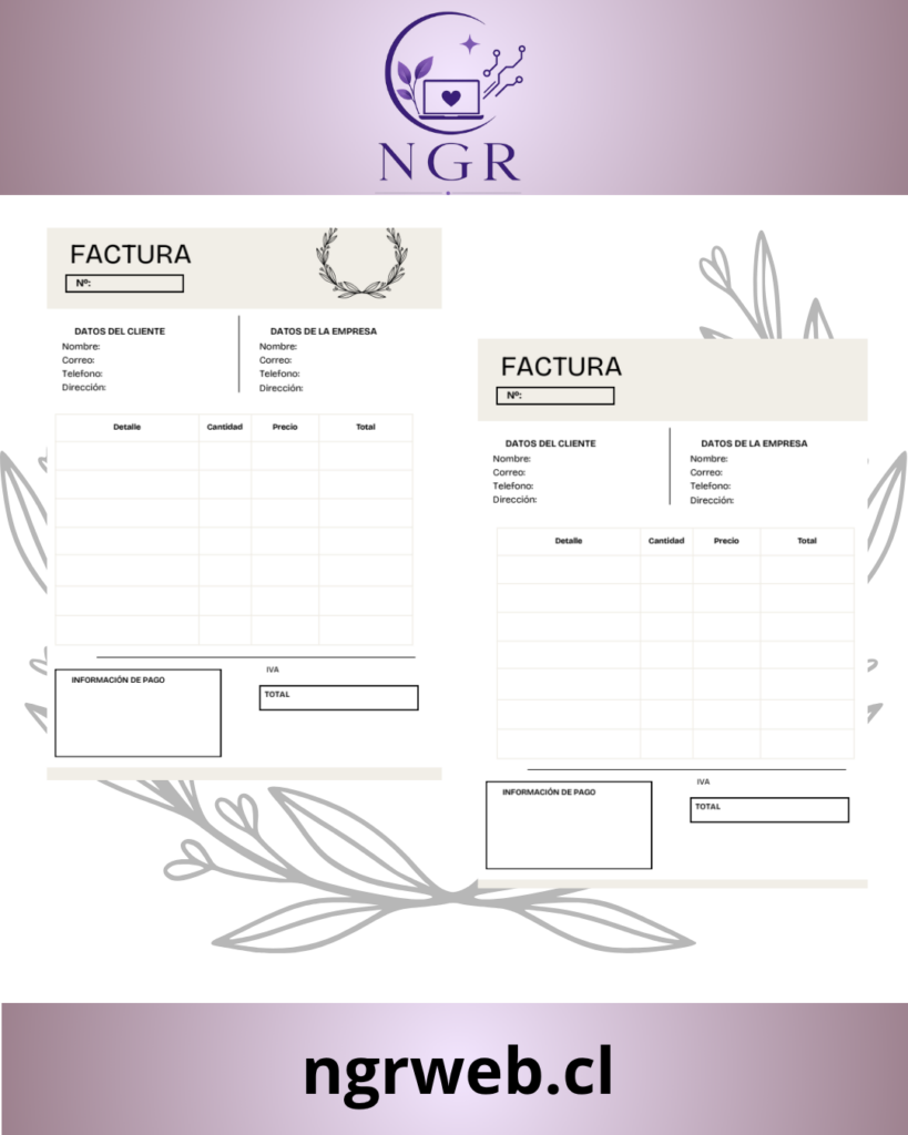 Plantilla de Factura Profesional | 2 Diseños Editables para Emprendedores Gris