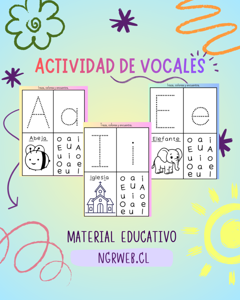 Libro Vocales: Trazar y Colorear